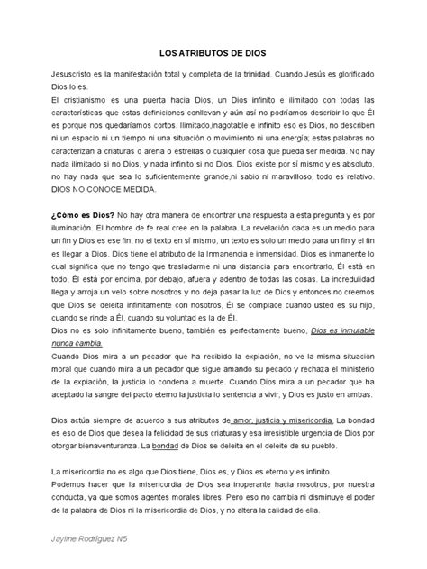 Los Atributos De Dios Pt 1 Pdf Dios Pecado