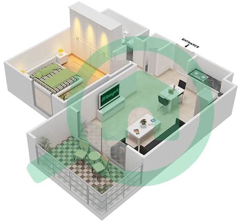 Floor Plans For Type Unit 1A 2 1 Bedroom Apartments In Zahra Apartments