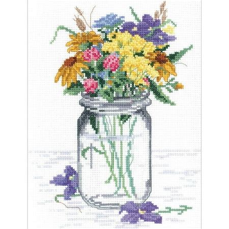 Janlynn Counted Cross Stitch Kit 8"X10"-Wildflower Jar (14 Count ...