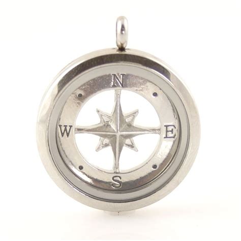 Compass Floating Locket Window Disc Spiffing Jewelry