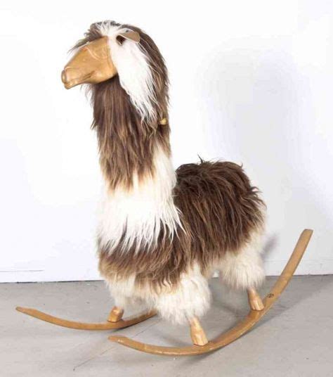 481 A Fur And Carved Wood Rocking Llama Height 49 Inc Wood Carving