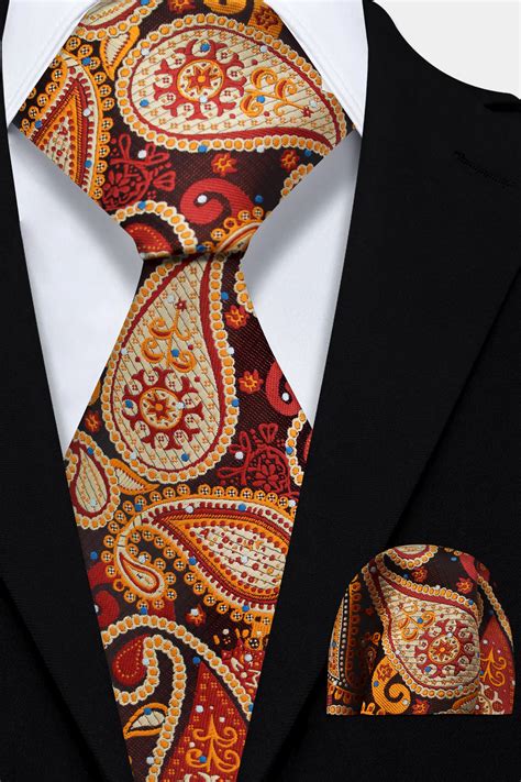 Burnt Orange Tie Tie And Pocket Square Set Gentlemans Guru