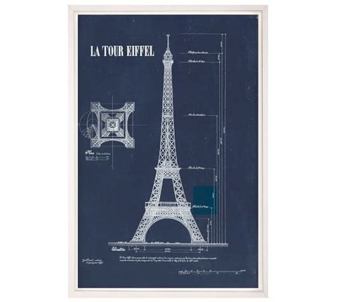 Eiffel Tower Blueprint Framed Prints Pottery Barn