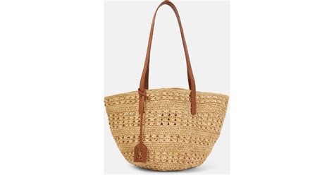 Saint Laurent Panier Small Raffia Basket Bag In Natural Lyst Uk