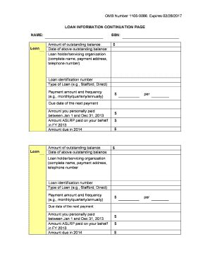 Fillable Online Justice Loan Information Continuation Page Justice