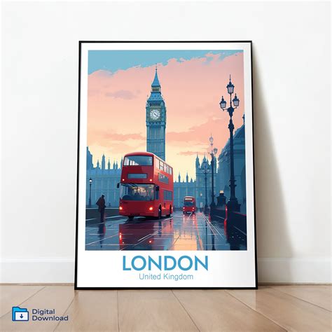 London Bus Wall Art Digital Download Wall Art Print Colorful - Etsy