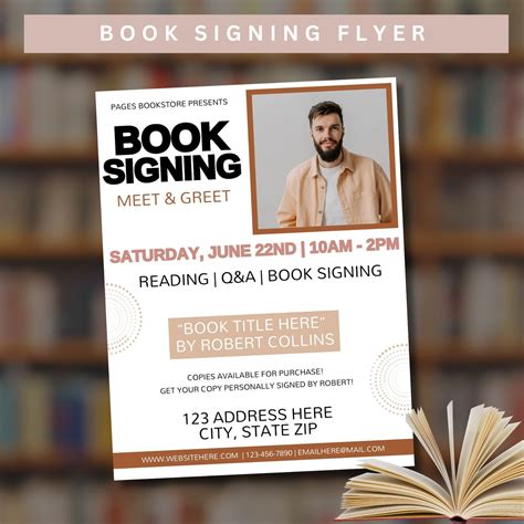 Book Signing Flyer, Bookstore Flyer, Author Meet and Greet Flyer