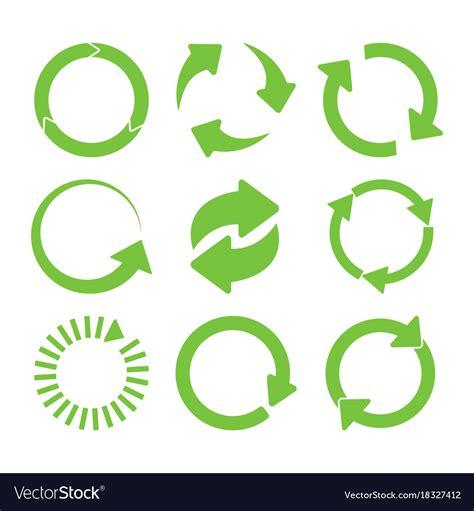 Green Round Recycle Icons Set Royalty Free Vector Image