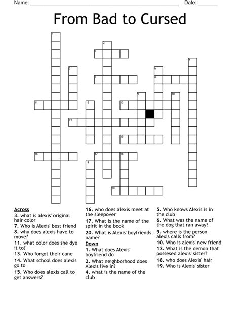 From Bad To Cursed Crossword Wordmint