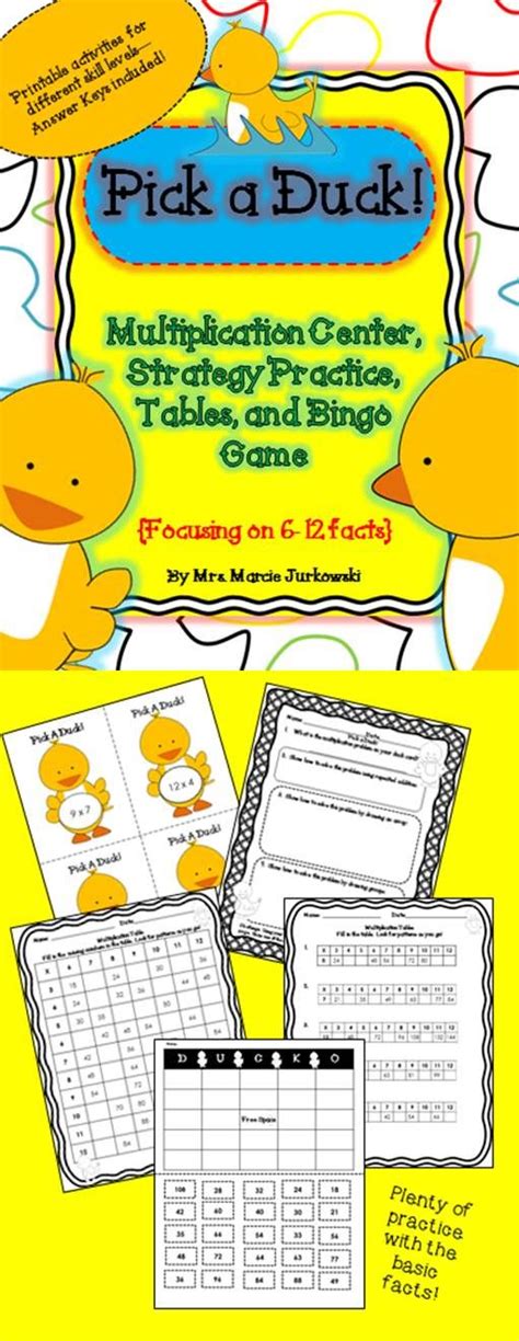 Pick A Duck Multiplication Center, Basic Fact Practice, Printables ...