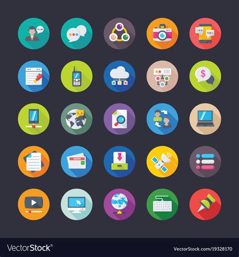 Pack Of Network Communications Flat Icons Vector Image