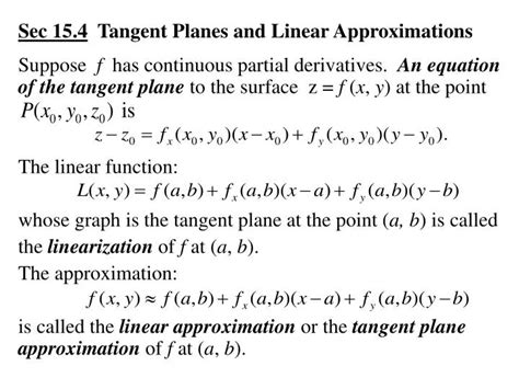 Ppt Sec Tangent Planes And Linear Approximations Powerpoint