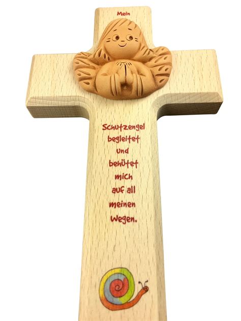 Kreuz F R Kinder Schutzengel Aus Ton Cm Kruzifix Holz Kreuz