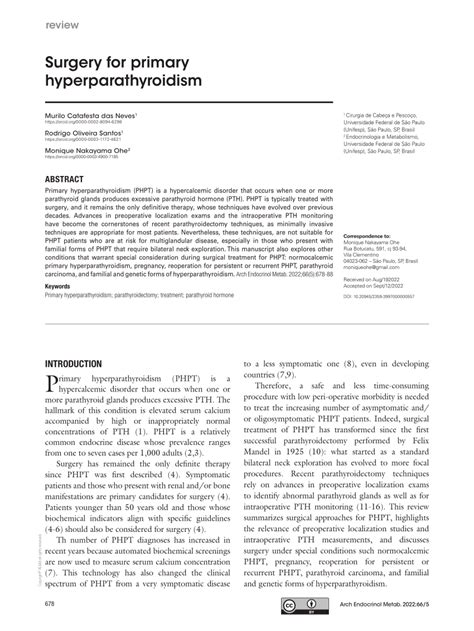 PDF Surgery For Primary Hyperparathyroidism