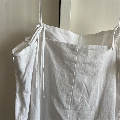 Nude Lucy White Linen Mini Dress With Adjustable Depop