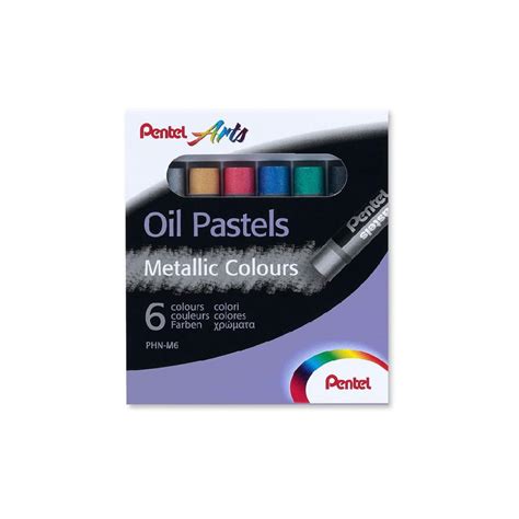 Giz Pastel Oleoso Arts 6 Cores Metálicas PENTEL Esfera Papelaria