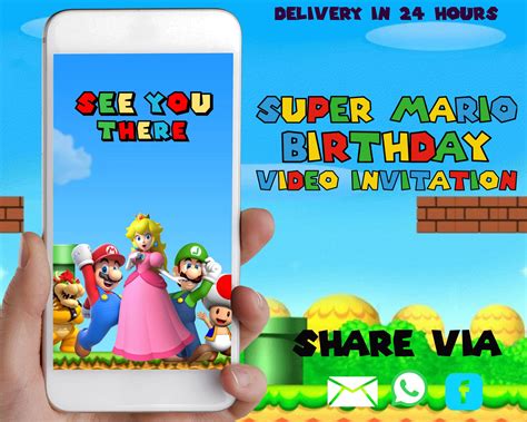 Super Mario Birthday Video Invitation Super Mario Invitation Video