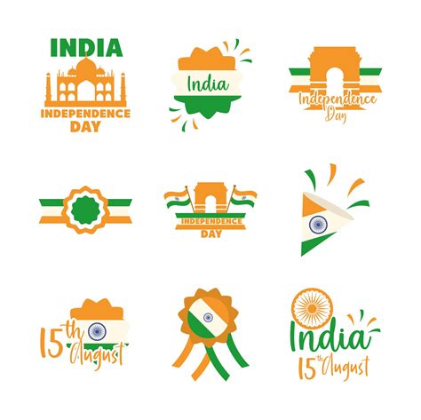 India Independence Day Icon Set 1437769 Vector Art At Vecteezy