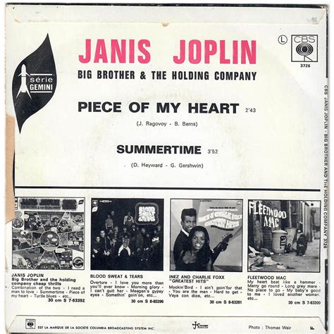 Piece Of My Heart Summertime By Janis Joplin Big Brother And The