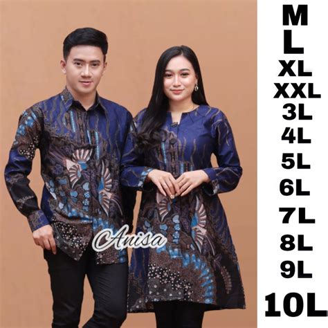 Jual COUPLE TUNIK DAN KEMEJA BATIK BIG SIZE JUMBO BLOUSE BATIK JUMBO 5L