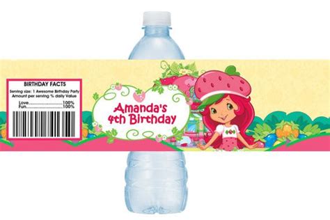 Strawberry Shortcake Water Bottle Label