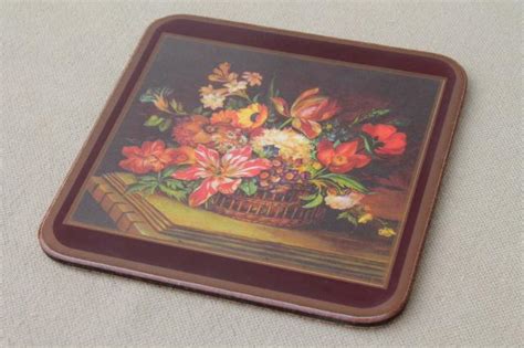 Vintage Pimpernel England Cork Coasters W Flemish Flowers Dutch