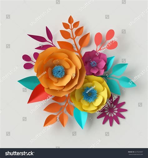 3d Render Digital Illustration Colorful Paper Stock Illustration 627025997 Shutterstock