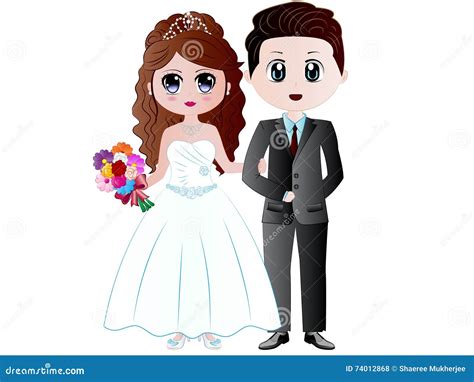 Cartoon Bride And Groom Vector Illustration Stock Vector Illustration