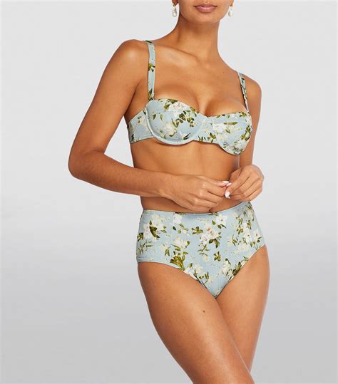 Erdem Green Floral Bikini Top Harrods UK