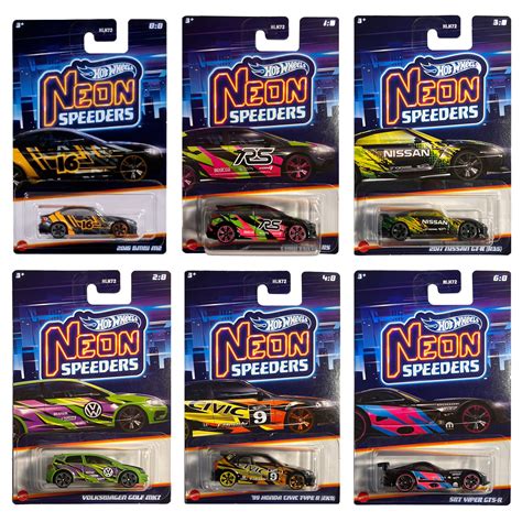 Комплект от 6 метални коли Hot Wheels Neon Speeders 1 64 eMAG bg