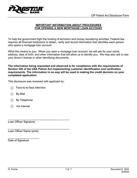 Patriot Act Cip Form Fill Out Printable Pdf Forms Online