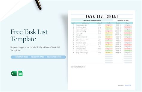 FREE Task Sheet Template - Download in Word, Google Docs, Excel, PDF ...