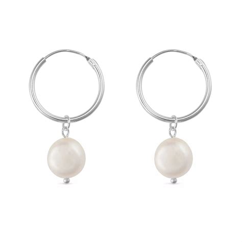 Chunky 18k Gold Freshwater Pearl Hoops Earring Vintage Statement