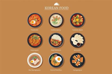 Set of korean food flat design | Korean food, International recipes, Food