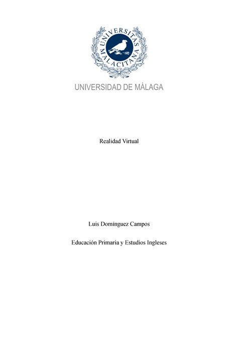 Trabajo Realidad Virtual Luis Domínguez Campos Educación Primaria y