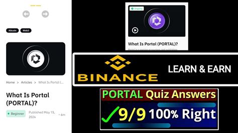 What Is Portal Binance Learn And Earn PORTAL Quiz Answers YouTube