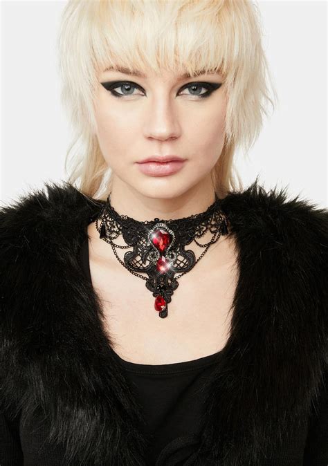 Punk Rave Ruby Lace Necklace Black Dolls Kill