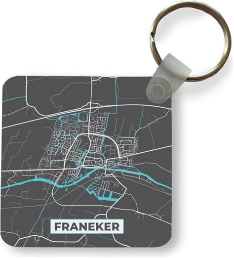 Sleutelhanger Uitdeelcadeautjes Plattegrond Franeker Grijs