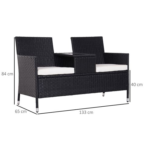 Outsunny Rattan Companion Set Black Wilko