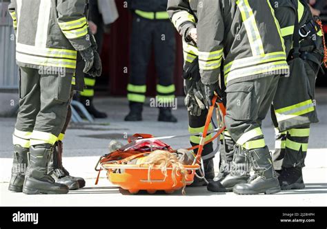 Stretcher For The Transport Of The Injured With The Fire Brigade During