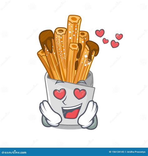 In Love Bakery Churros In Mascot Plastic Bag Stock Vector