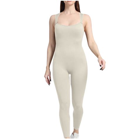 Olyvenn Ribbed Yoga Jumpsuits for Women Sexy Seamless Square Neck Tummy