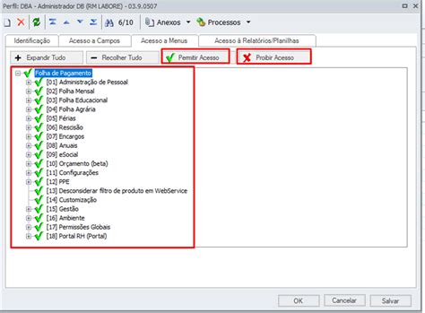 RH RM FOP Liberação e restrição de permissões de acesso a campos