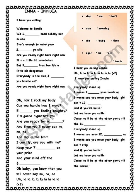 Inna Inndia Esl Worksheet By Nilay25