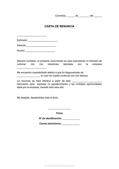 Carta De Renuncia Laboral Por Motivos De Salud Ejemplos