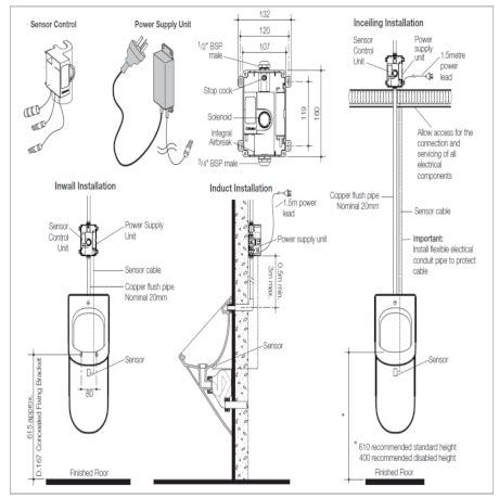 Urinals Cube Electronic Urinal Series Ii Rough In Kit Cube Leda