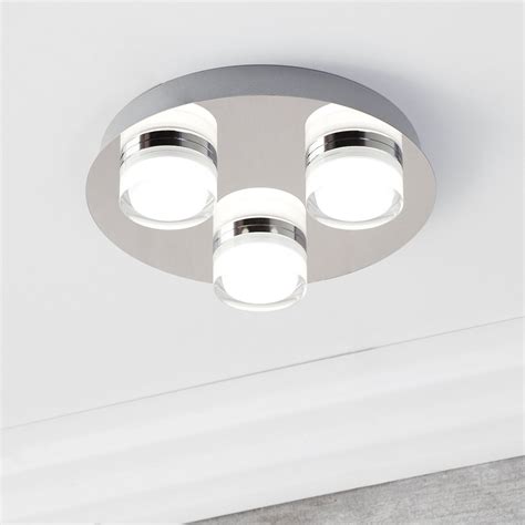 Bolton 3 Light Led Ip44 Flush Ceiling Spotlight Plate Litecraft