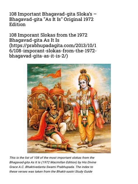 108 Important Bhagavad Gita Slokas Pdf Religious Belief And