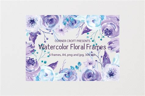 Watercolor Floral Frames By Cornercroft Thehungryjpeg