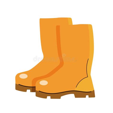 A Pair Of Yellow Rubber Gardening Boots On A White Background Stock